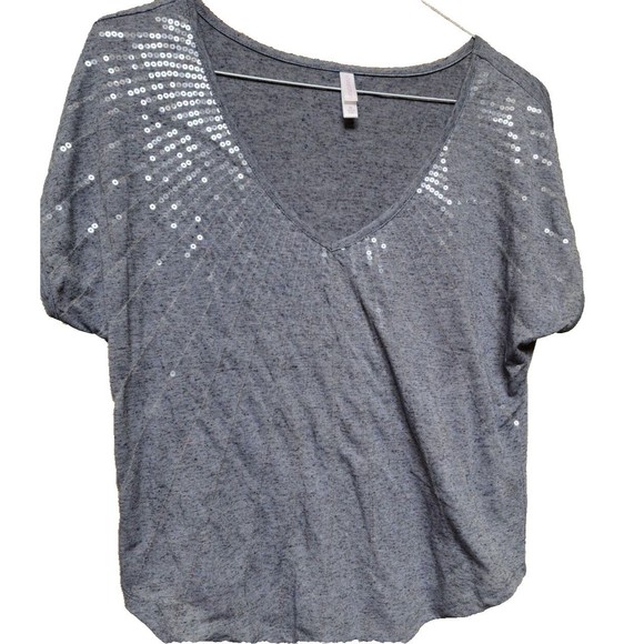 Xhilaration Gray Embellished Top Size Medium Hippie Boho Chic Artsy - Picture 1 of 6